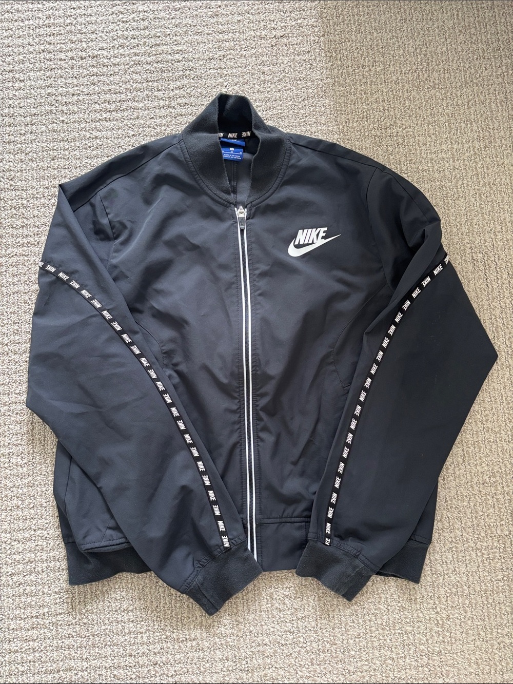 Nike Black Bomber Jacket with White Swoosh